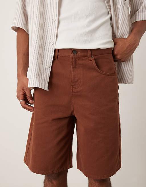 DESIGN Long Length Denim Jort In Brown