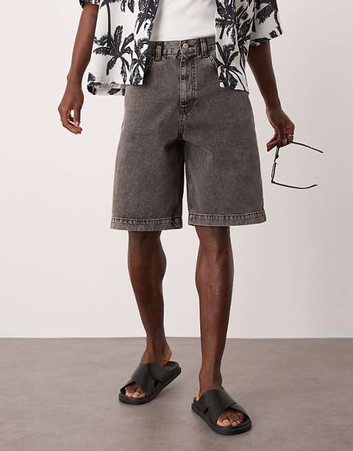 DESIGN Long Length Denim Jort In Brown Wash