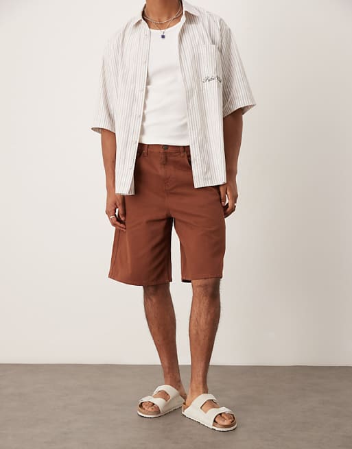 DESIGN long length denim jort in brown