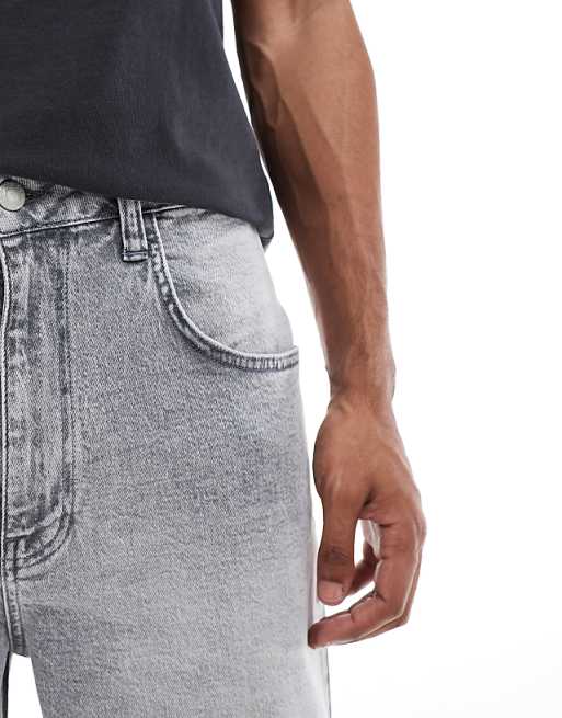 DESIGN Long Length Denim Jort In Light Grey