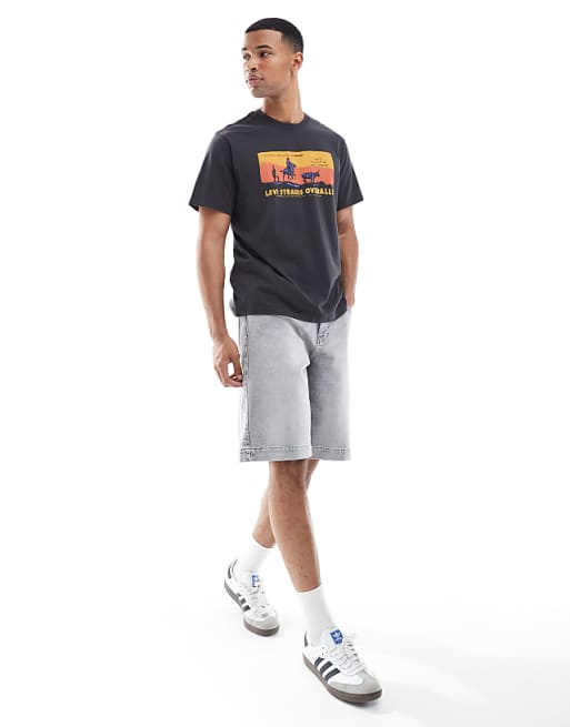 DESIGN Long Length Denim Jort In Light Grey