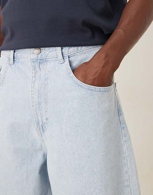 DESIGN Long Length Denim Jort In Light Wash Blue
