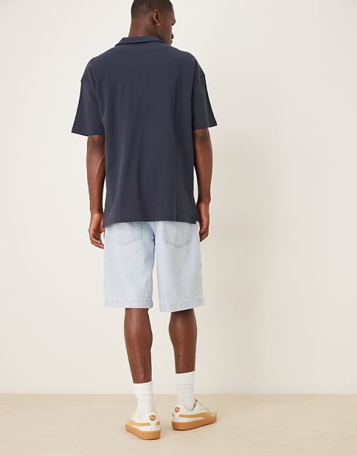 DESIGN Long Length Denim Jort In Light Wash Blue