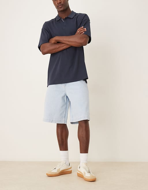 DESIGN Long Length Denim Jort In Light Wash Blue