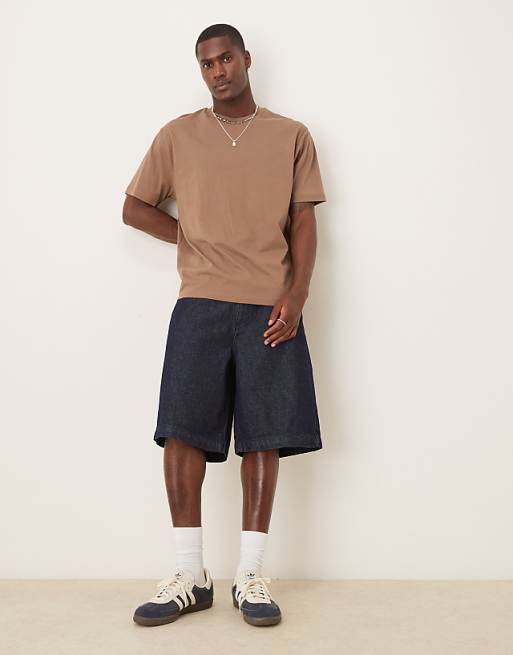 DESIGN long length denim jort in raw wash
