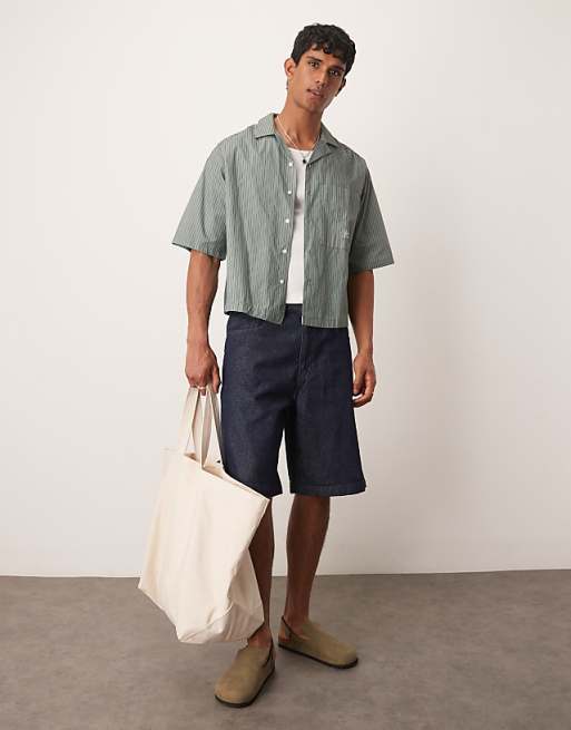 DESIGN long length denim jort in raw wash