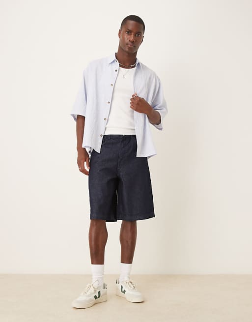 DESIGN long length denim jort in raw wash