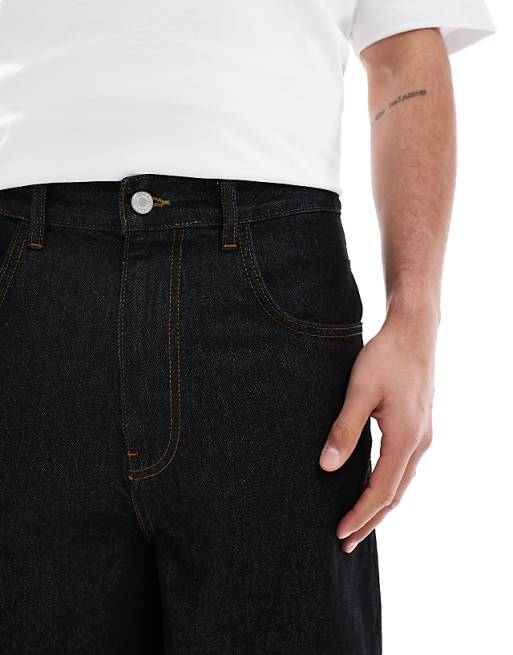 DESIGN Long Length Denim Jorts In Rinse Black