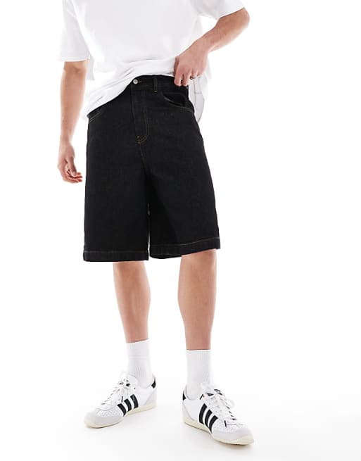 DESIGN long length denim jorts in rinse black