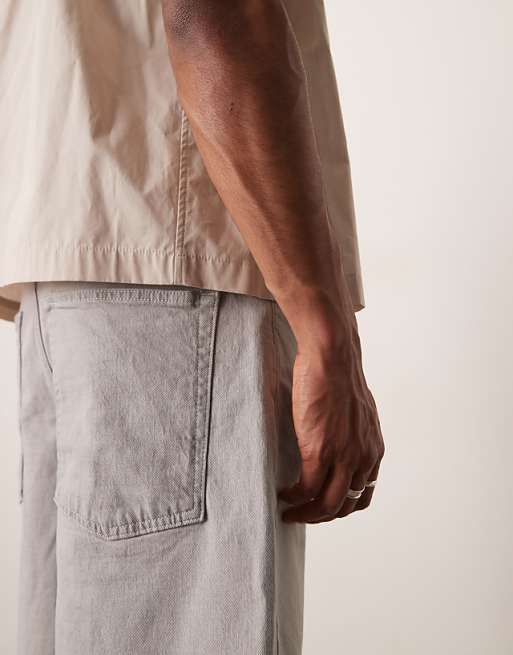 DESIGN Long Length Denim Jorts With Drawcord In Ecru