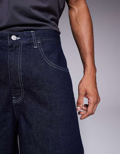 DESIGN Long Length Denim Shorts In Raw Wash