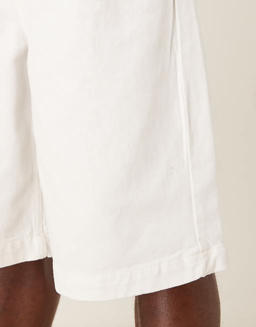 DESIGN Long Length Pleated Denim Jort In White