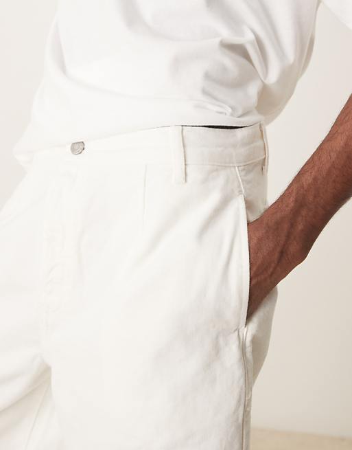 DESIGN Long Length Pleated Shorts In Stone