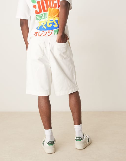 DESIGN Long Length Pleated Shorts In Stone