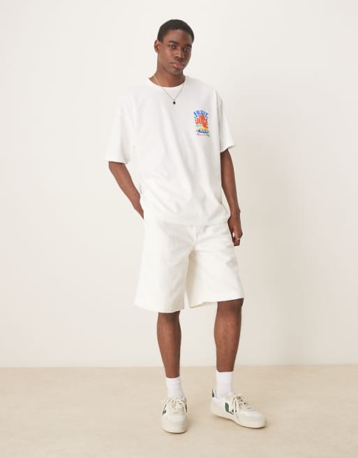 DESIGN long length pleated shorts in stone