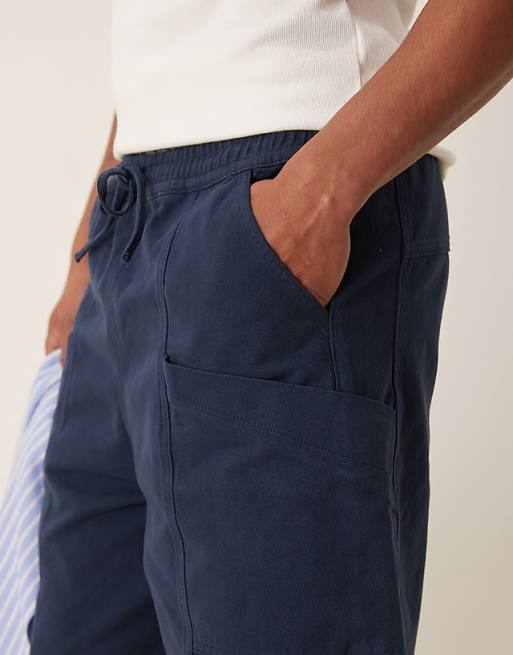 DESIGN Long Length Pull On Cargo Shorts In Navy