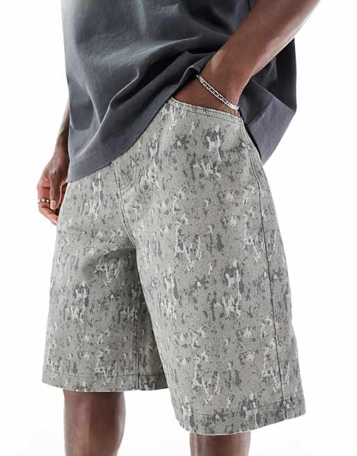 DESIGN Long Length Shorts In Camo