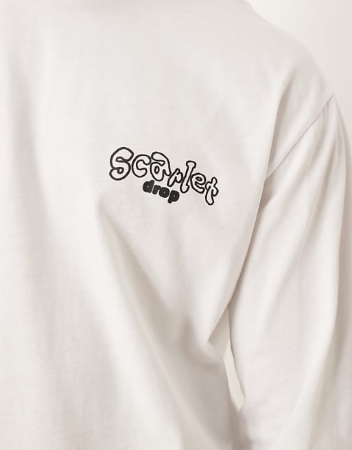 DESIGN Long Sleeve Relaxed T-shirt With Fruit Bubble Print In White