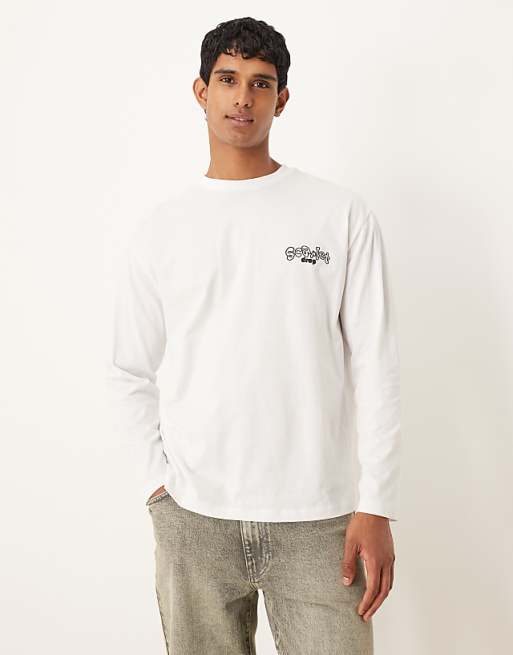 DESIGN Long Sleeve Relaxed T-shirt With Fruit Bubble Print In White