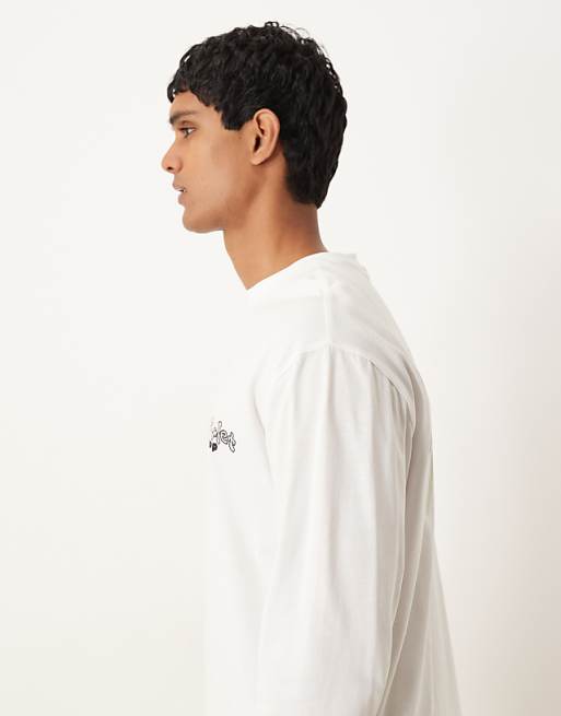 DESIGN Long Sleeve Relaxed T-shirt With Fruit Bubble Print In White