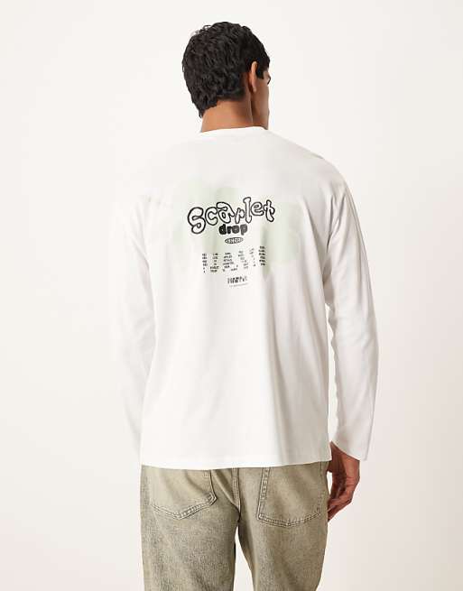 DESIGN long sleeve relaxed t-shirt with fruit bubble print in white