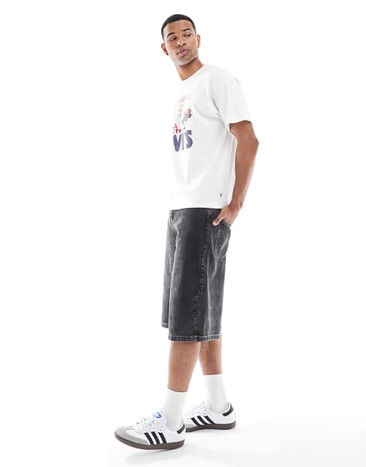 DESIGN longer length denim jort in black