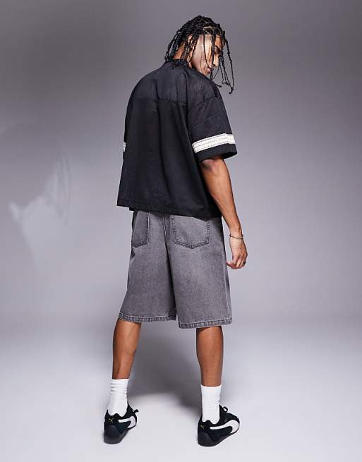 DESIGN Longer Length Denim Jort In Dark Grey