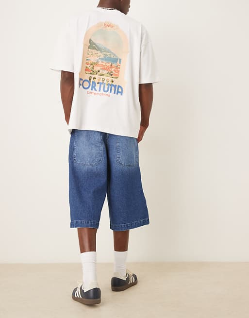 DESIGN Longer Length Denim Jort In Dark Wash Blue