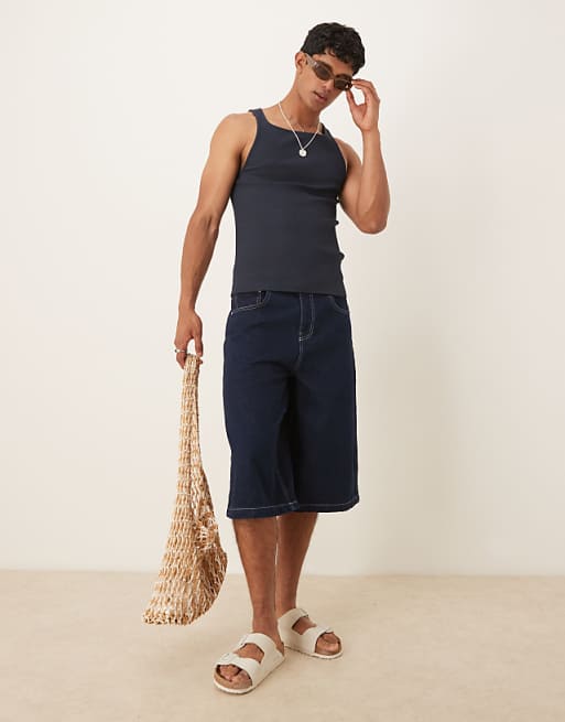 DESIGN Longer Length Denim Jort In Indigo