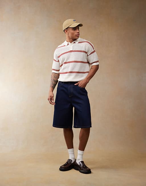 DESIGN longer length denim jort in indigo