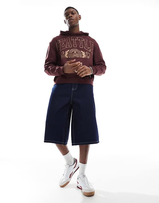 DESIGN longer length denim jort in indigo
