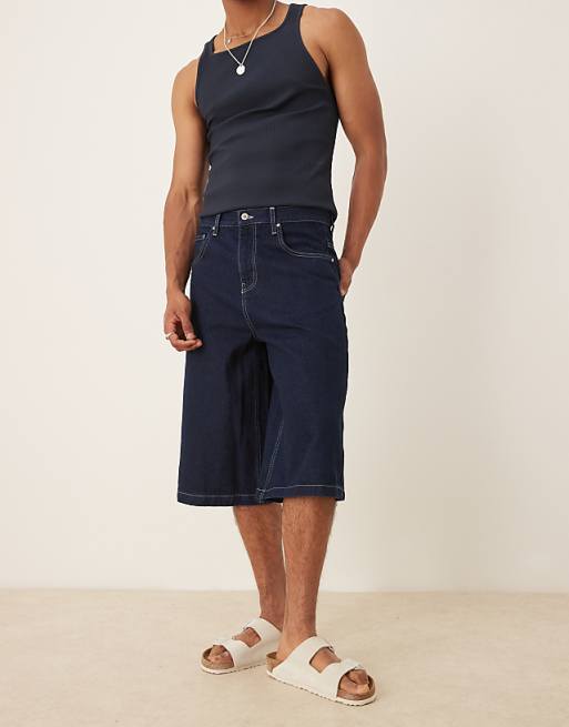 DESIGN longer length denim jort in indigo DESIGN longer length denim jort in indigo