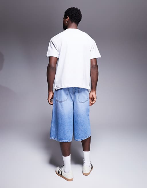 DESIGN Longer Length Denim Jort In Light Wash Blue
