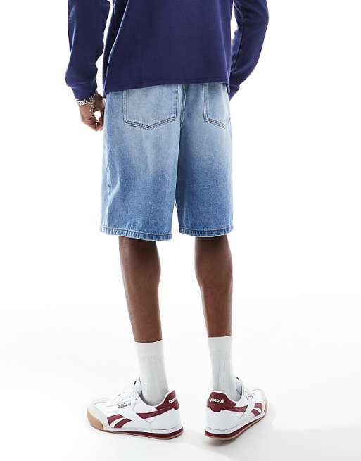 DESIGN Longer Length Denim Jort In Light Wash Blue