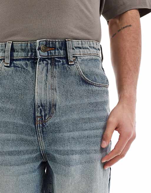 DESIGN Longer Length Denim Jort In Light Wash Blue With Tint