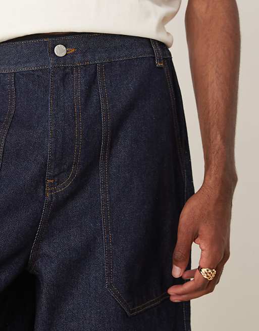 DESIGN Longer Length Denim Jort In Mid Wash Blue