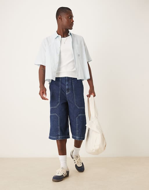 DESIGN longer length denim jort in raw wash