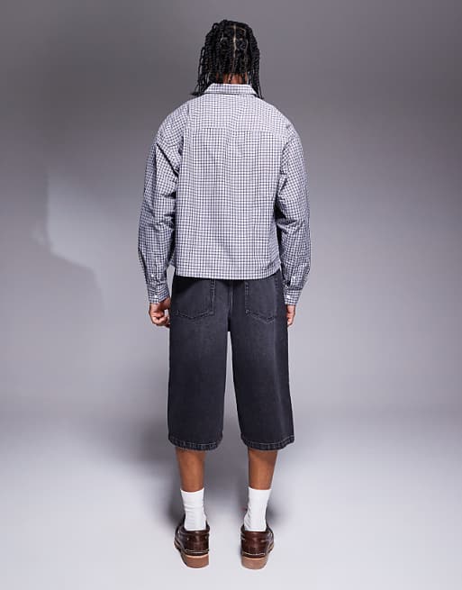 DESIGN Longer Length Denim Jort In Washed Black