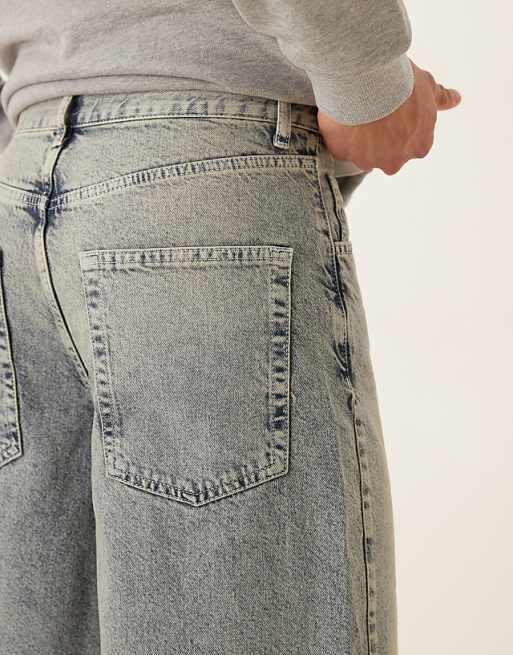 DESIGN Longer Length Denim Jorts In Washed Grey