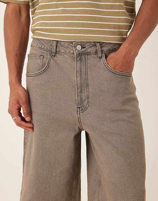 DESIGN Longer Length Denim Jorts In Washed Grey
