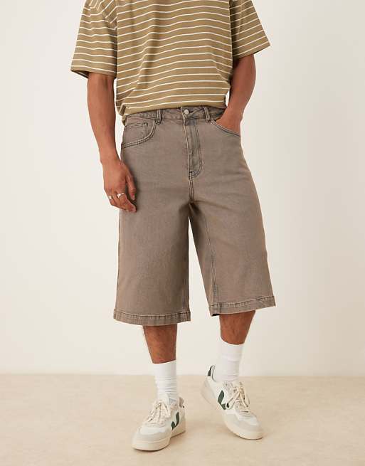 DESIGN longer length denim jorts in washed grey