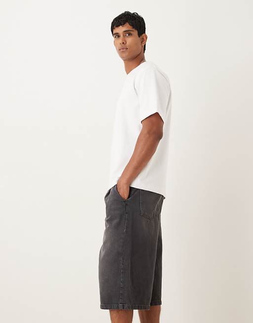 DESIGN Longer Length Pleated Denim Jort In Black