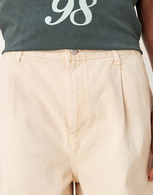 DESIGN Longer Length Pleated Denim Jort In Orange Tint