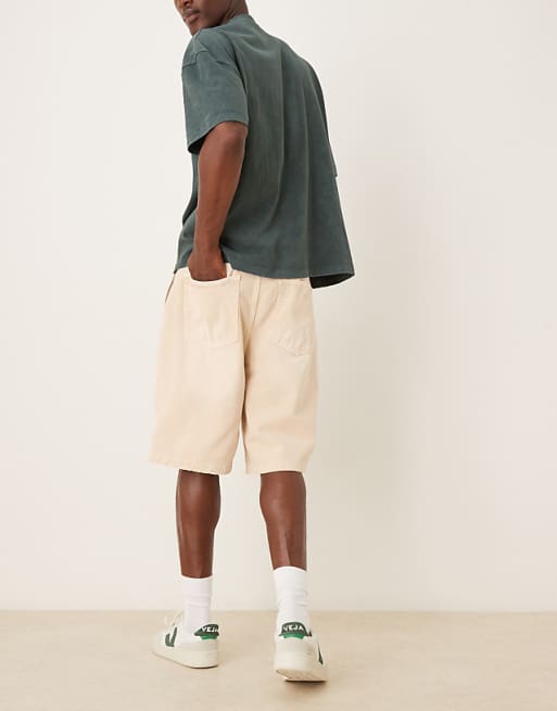 DESIGN Longer Length Pleated Denim Jort In Orange Tint