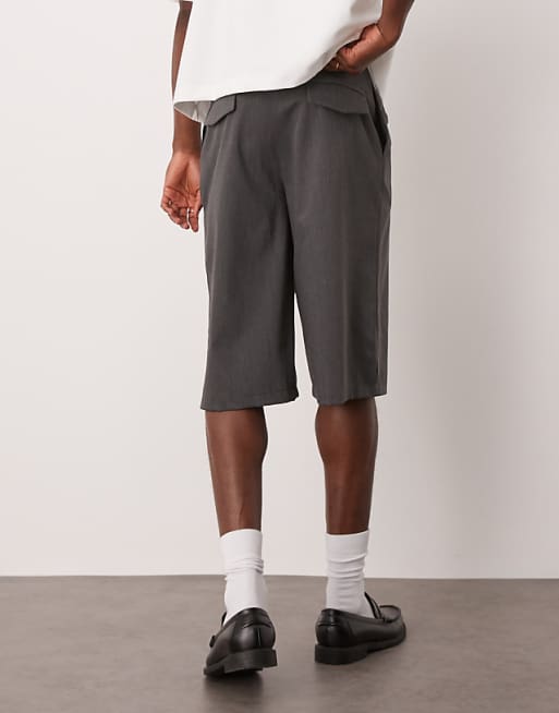DESIGN Longline Wide Leg Short In Khaki