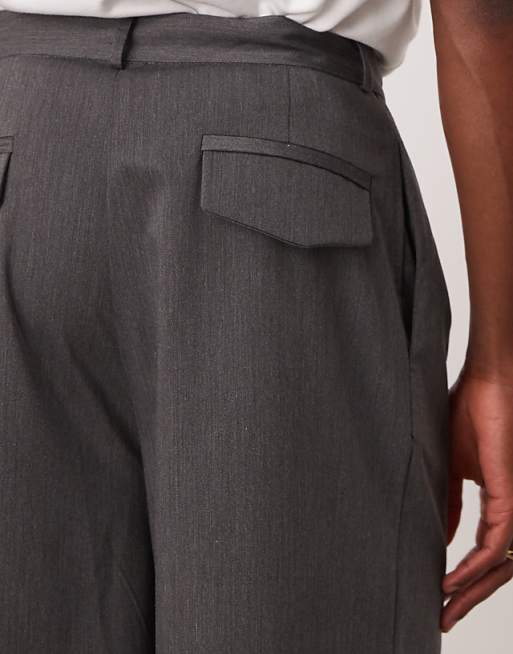 DESIGN Longline Wide Leg Short In Khaki