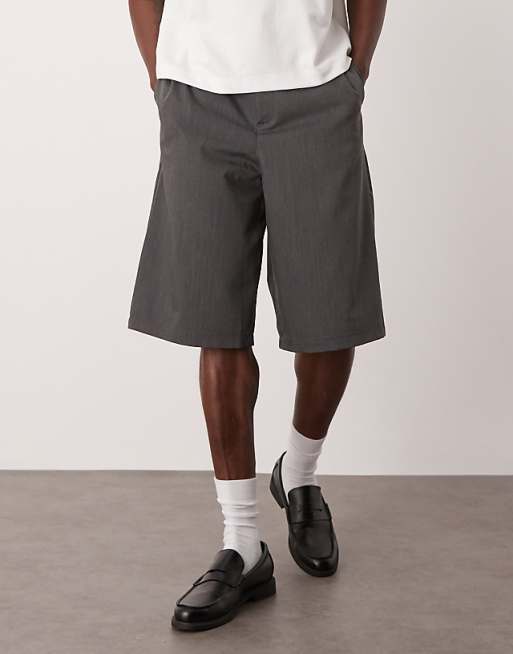DESIGN Longline Wide Leg Short In Khaki
