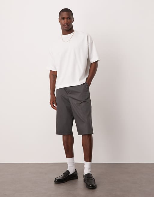 DESIGN longline wide leg short in khaki DESIGN longline wide leg short in khaki