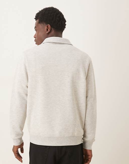 DESIGN Loopback Sweatshirt With Zip In Stone