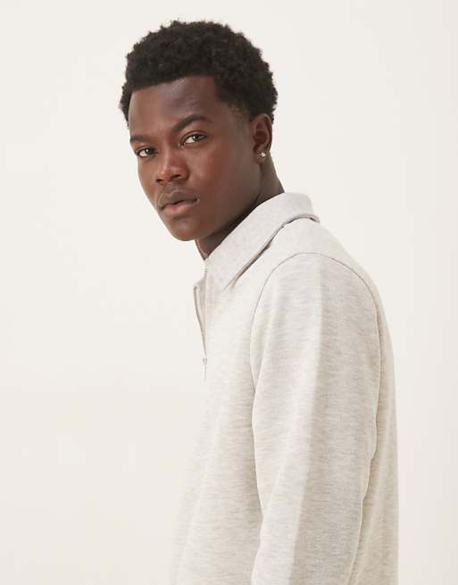 DESIGN Loopback Sweatshirt With Zip In Stone